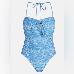 No Boundaries Blue Paisley Bandeau One Piece Swimsuit Women’s Size Small NWT